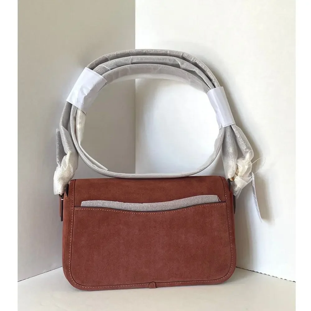 Coach Hadley Convertible Crossbody Bag CEB10 Suede Leather Gold Clay - Picture 3 of 13